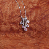 Pink Stone Studded Hangging  Pendants With Chain